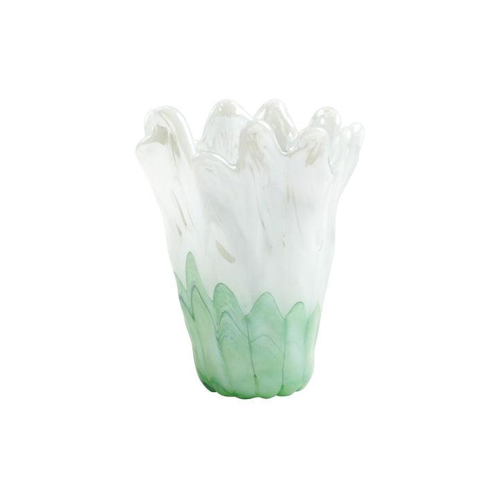 Vietri Onda Glass Medium Vase - Green & White