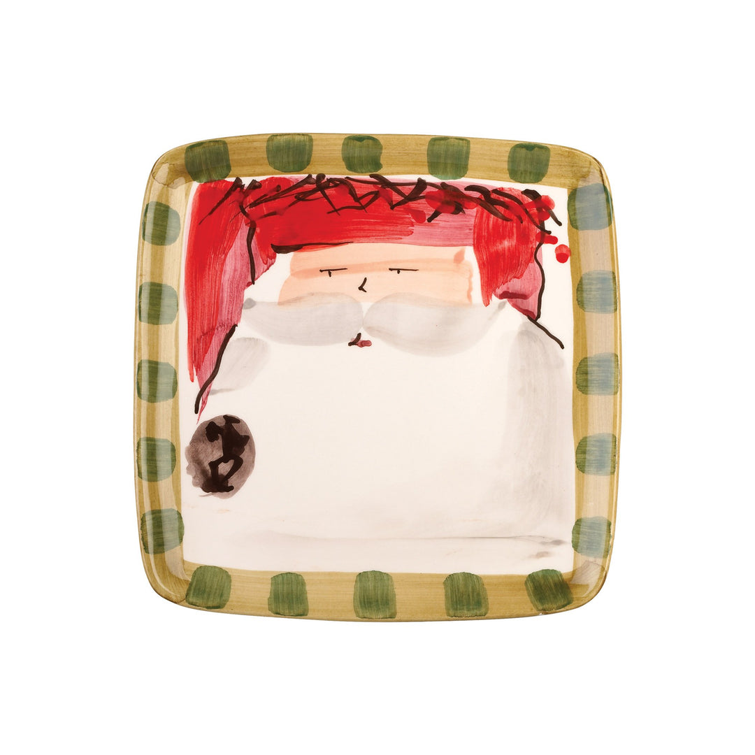 Old St. Nick Square Salad Plate - Red Hat