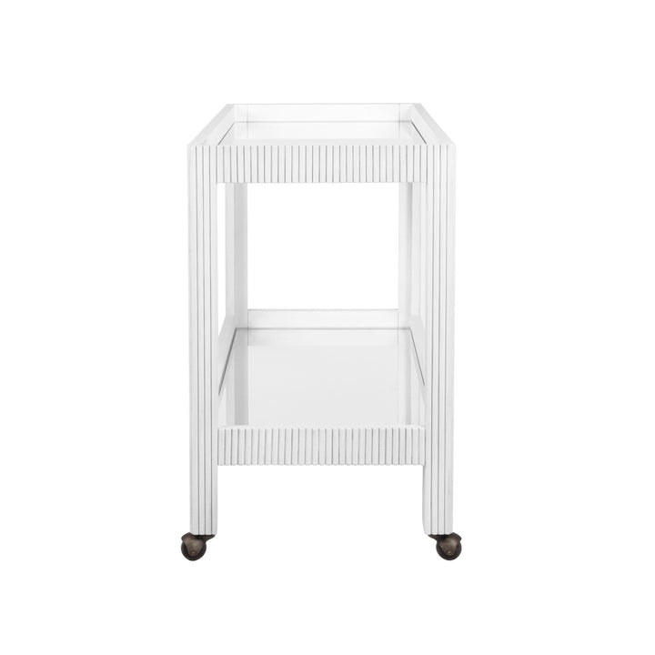 Fluted Bar Cart In White Washed Oak