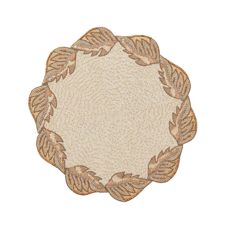 Kim Seybert Winding Vines Placemat in Ivory Natural & Gold Set of 2
