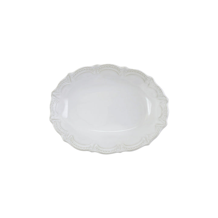 Vietri Incanto Stone White Lace Small Oval Bowl