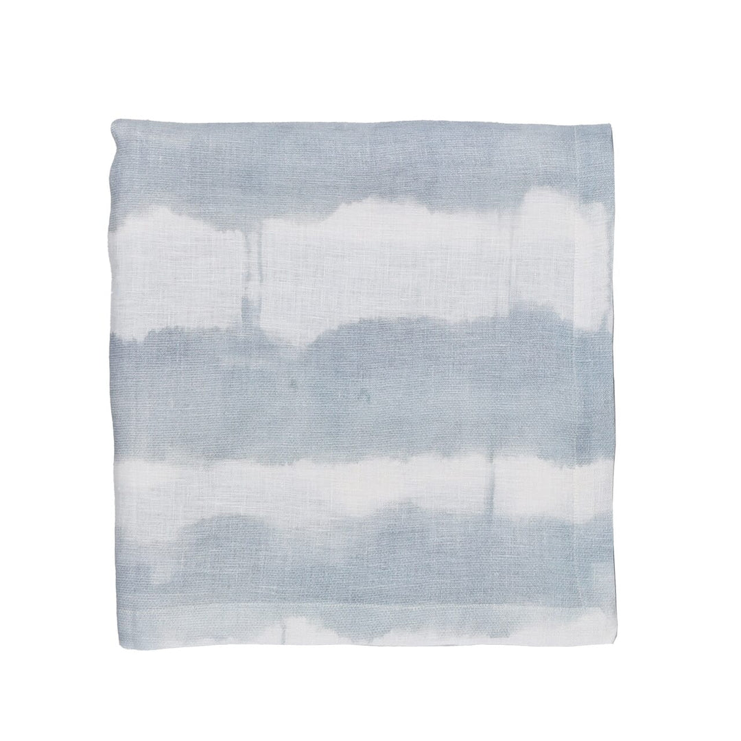 Kim Seybert Watercolor Stripe Tablecloth in White Blue & Gray