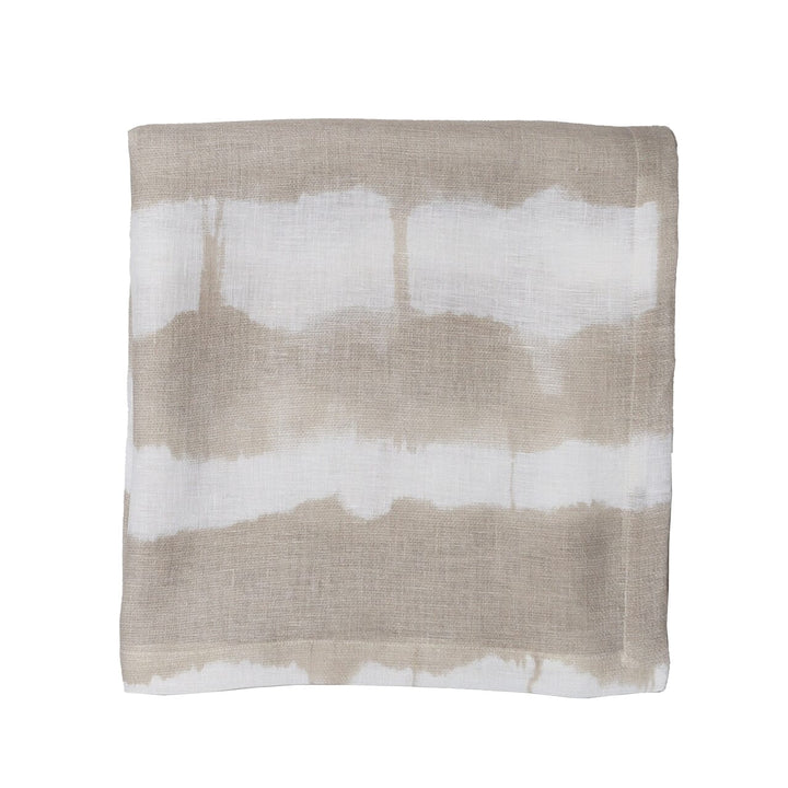 Kim Seybert Watercolor Stripe Tablecloth in White & Natural