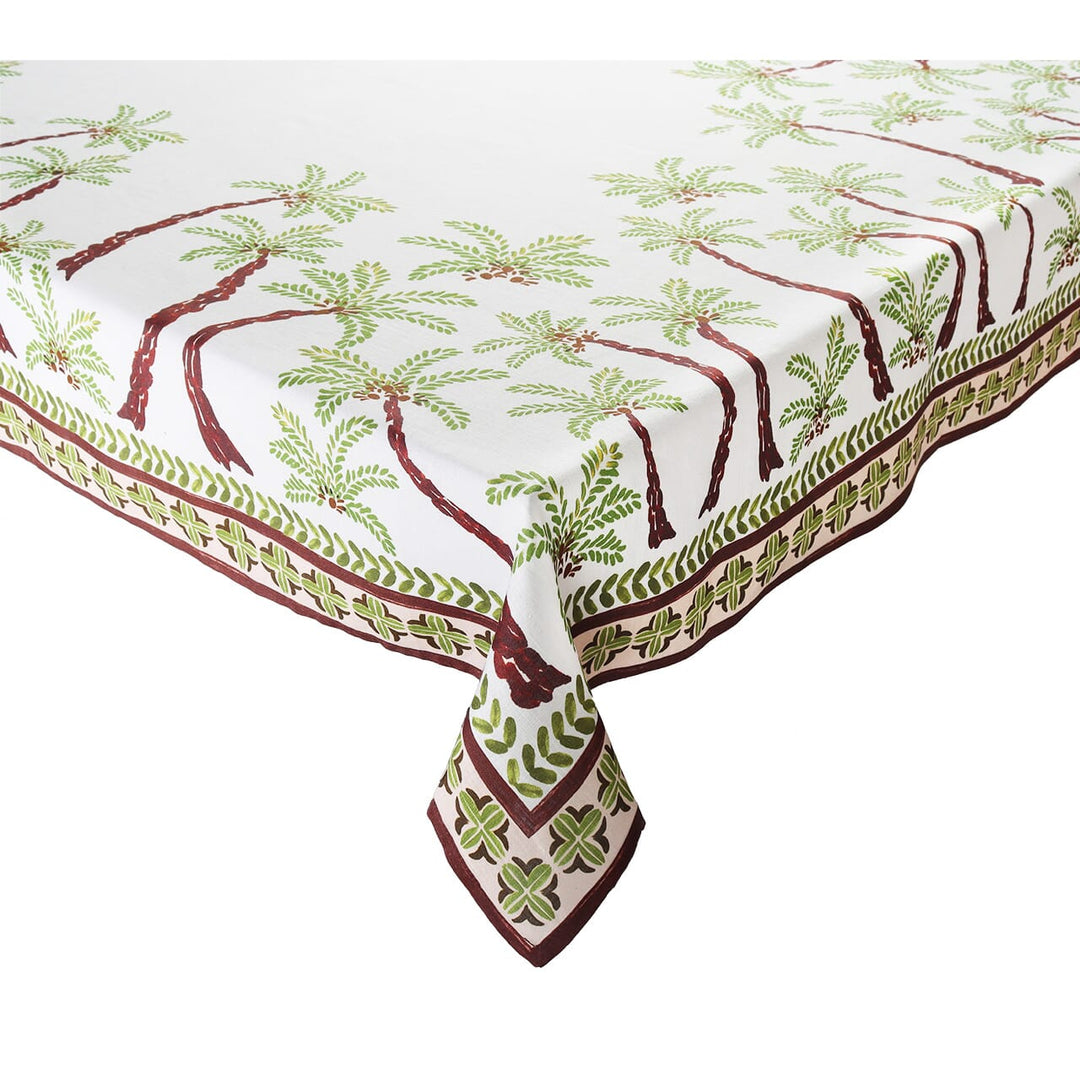 Kim Seybert Oasis Tablecloth in Ivory Green & Brown