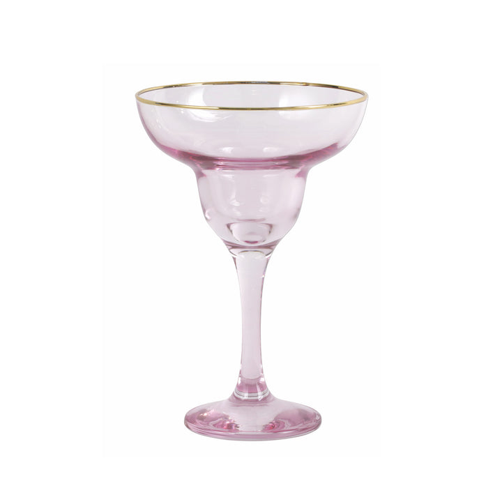 Vietri Rainbow Margarita Glass - Pink - Set of 6
