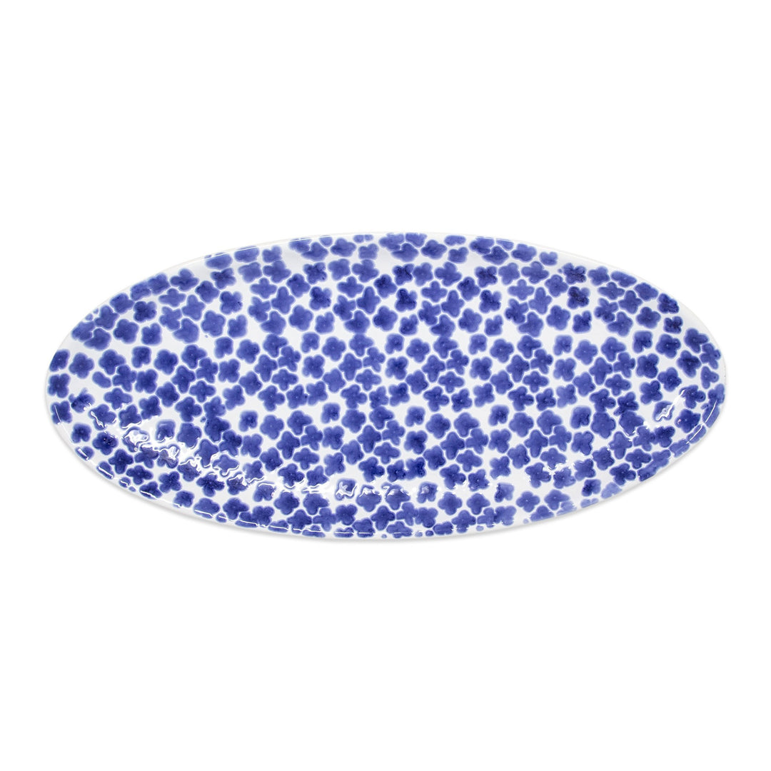 Viva Santorini Flower Narrow Oval Platter - Blue & White