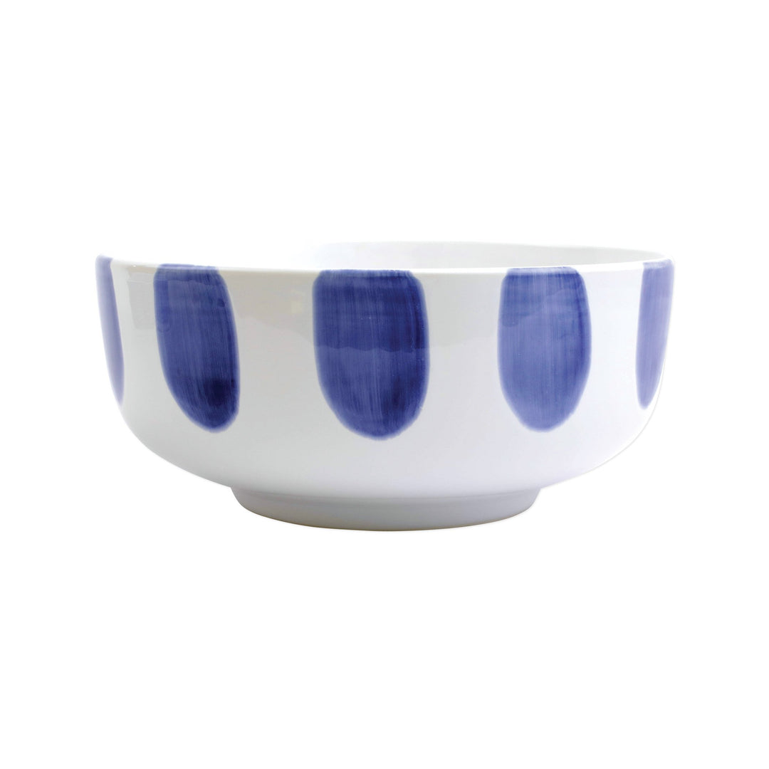 Vietri Viva Santorini Dot Large Footed Serving Bowl - Blue & White