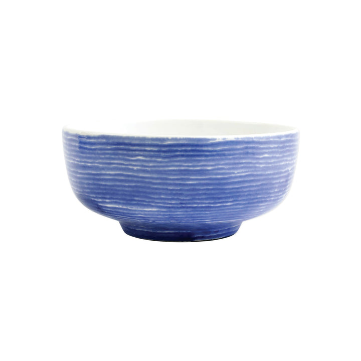 Viva Santorini Stripe Medium Footed Serving Bowl - Blue & White