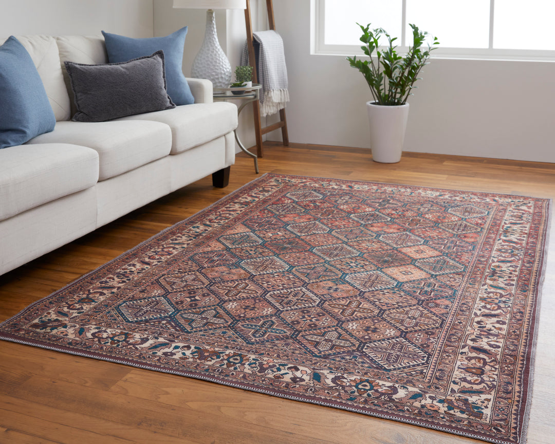 Rawlins Transitional Oriental in Brown/Red/Ivory Area Rug - Available in 4 Sizes