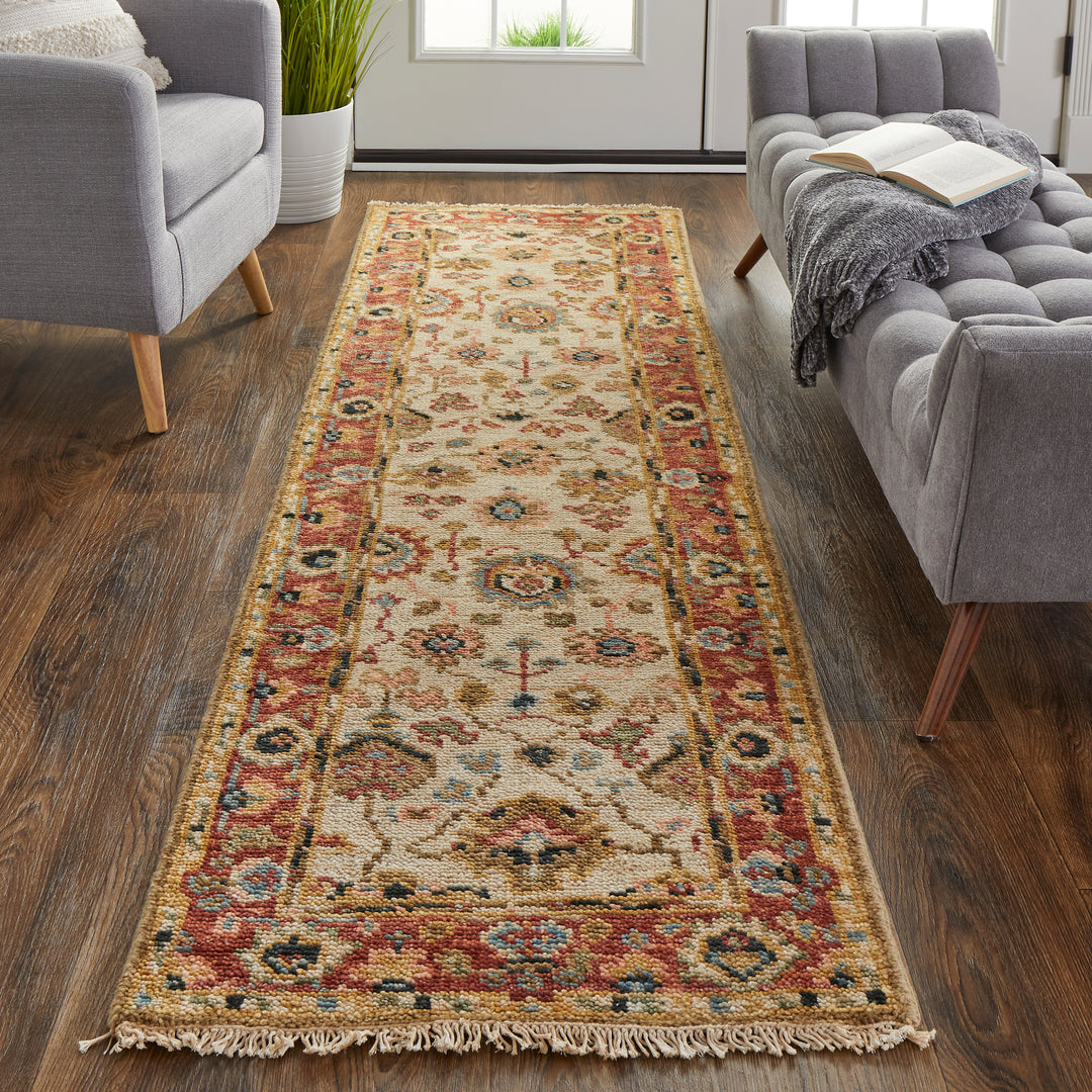 Carrington Traditional Oriental in Ivory/Red/Blue Runner Available in 2 Sizes