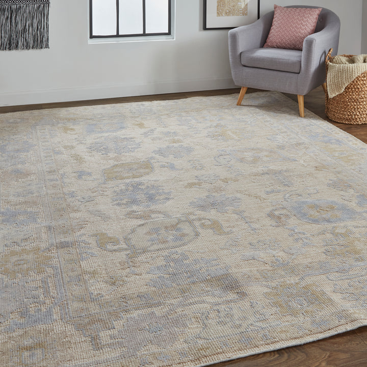 Wendover Transitional Floral & Botanical in Tan/Orange/Blue Area Rug - Available in 5 Sizes