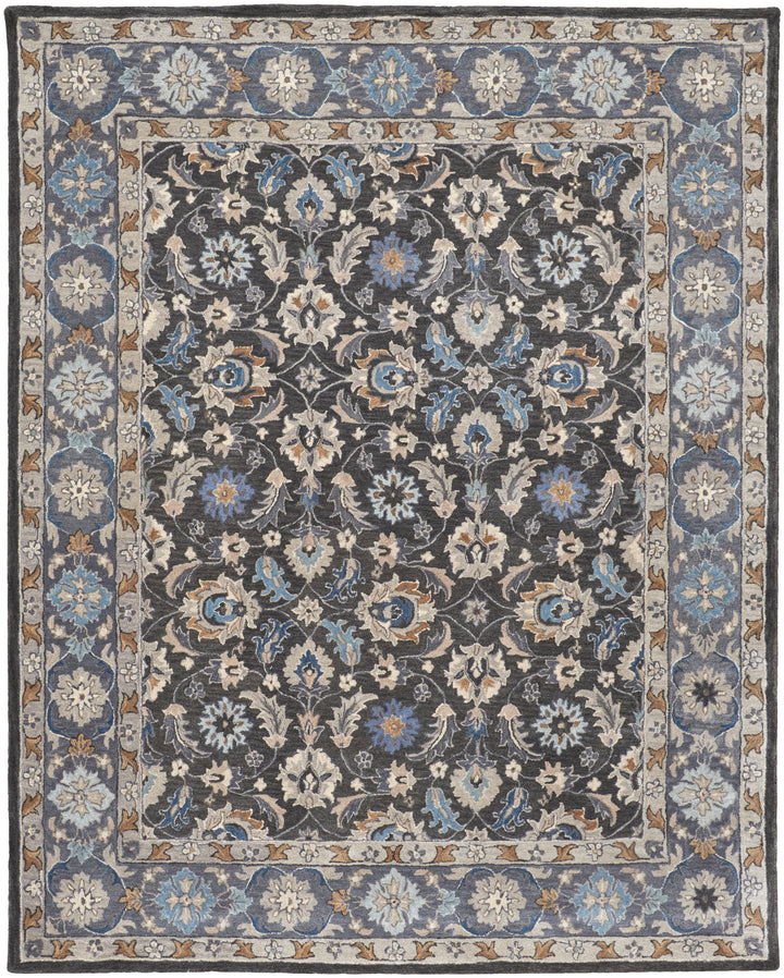 Rylan Transitional Oriental in Taupe/Blue/Ivory Area Rug - Available in 4 Sizes