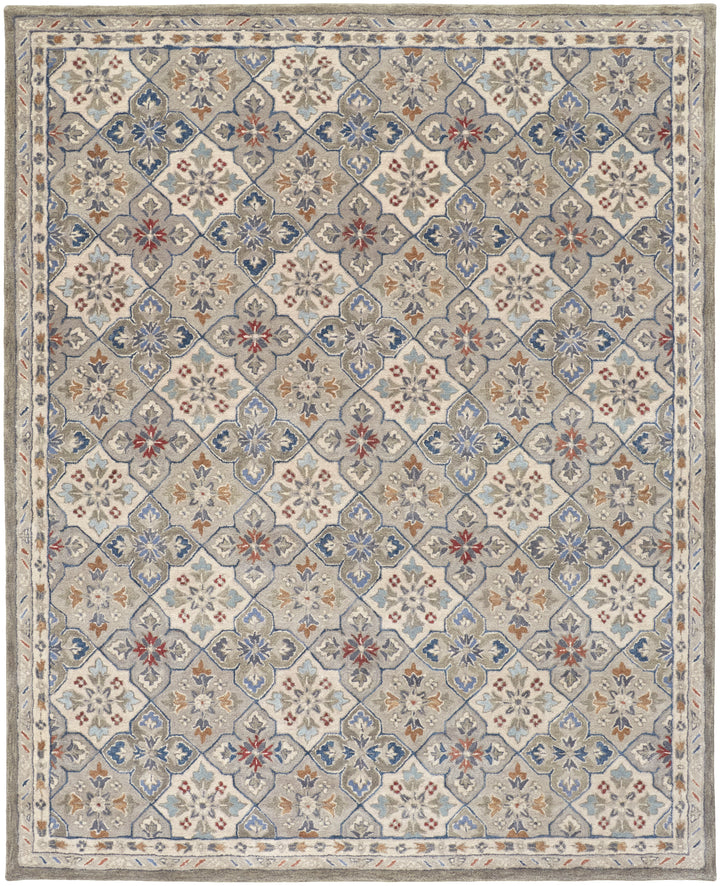 Rylan Transitional Floral & Botanical in Taupe/Ivory/Red Area Rug - Available in 4 Sizes