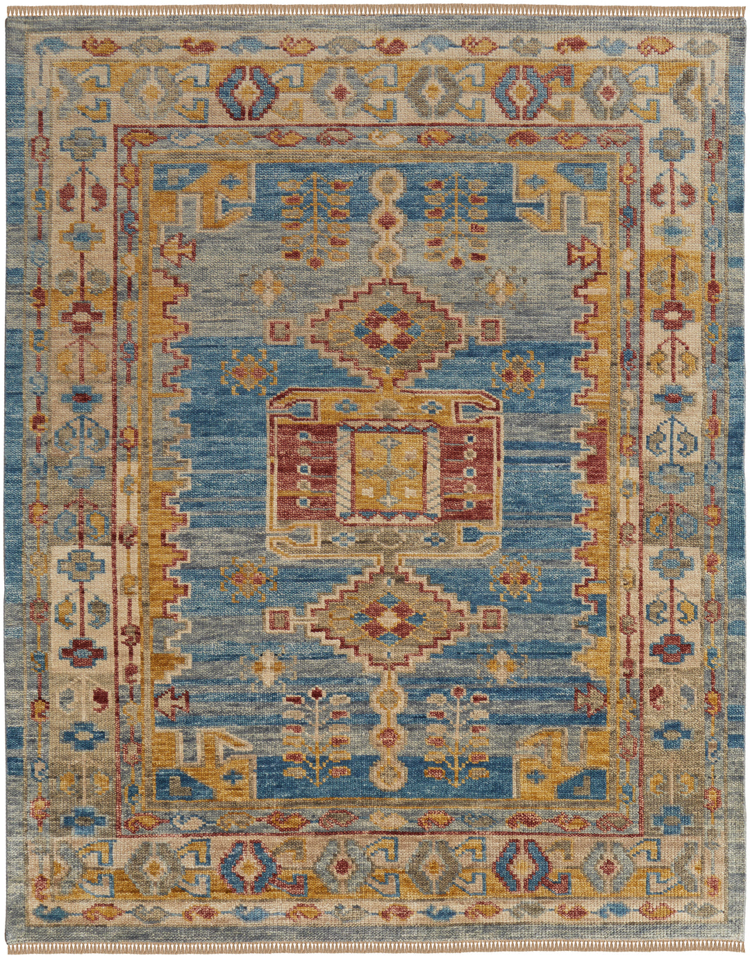 Fillmore Traditional Geometric in Blue/Yellow/Red Area Rug - Available in 5 Sizes