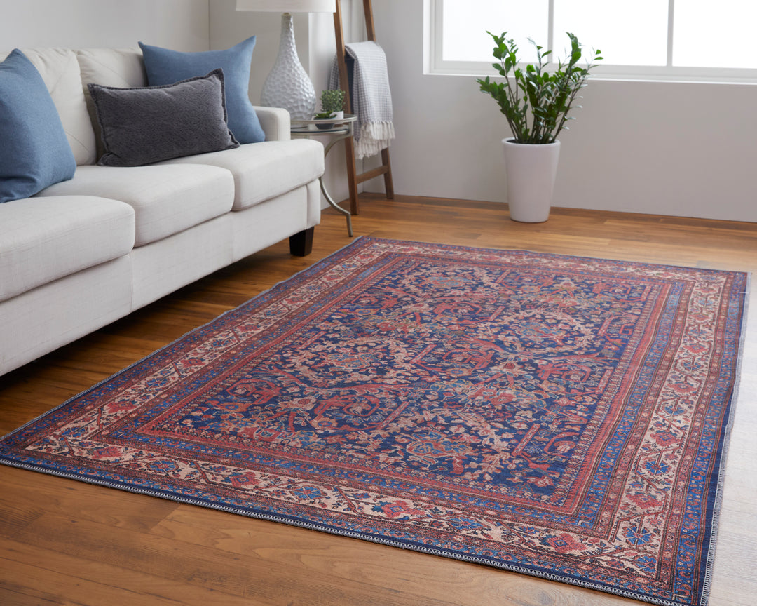 Rawlins Transitional Oriental in Red/Blue/Tan Area Rug - Available in 4 Sizes