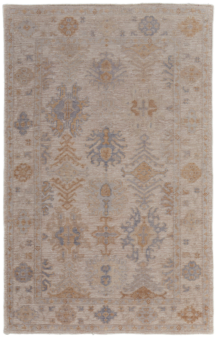 Wendover Transitional Oriental in Ivory/Tan/Blue Area Rug - Available in 5 Sizes