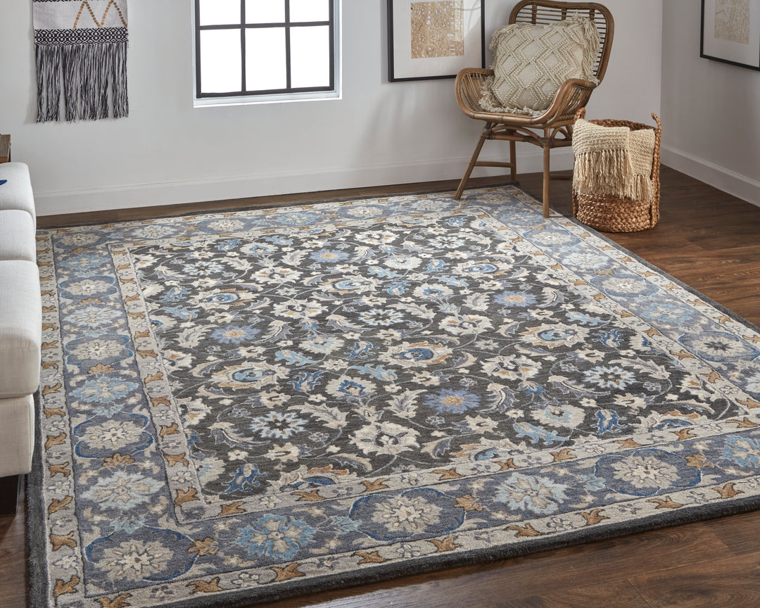 Rylan Transitional Oriental in Taupe/Blue/Ivory Area Rug - Available in 4 Sizes