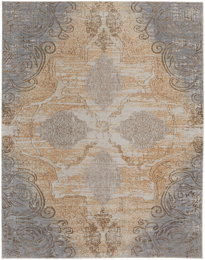 Celene Traditional Medallion in Silver/Tan/Gray Area Rug - Available in 5 Sizes