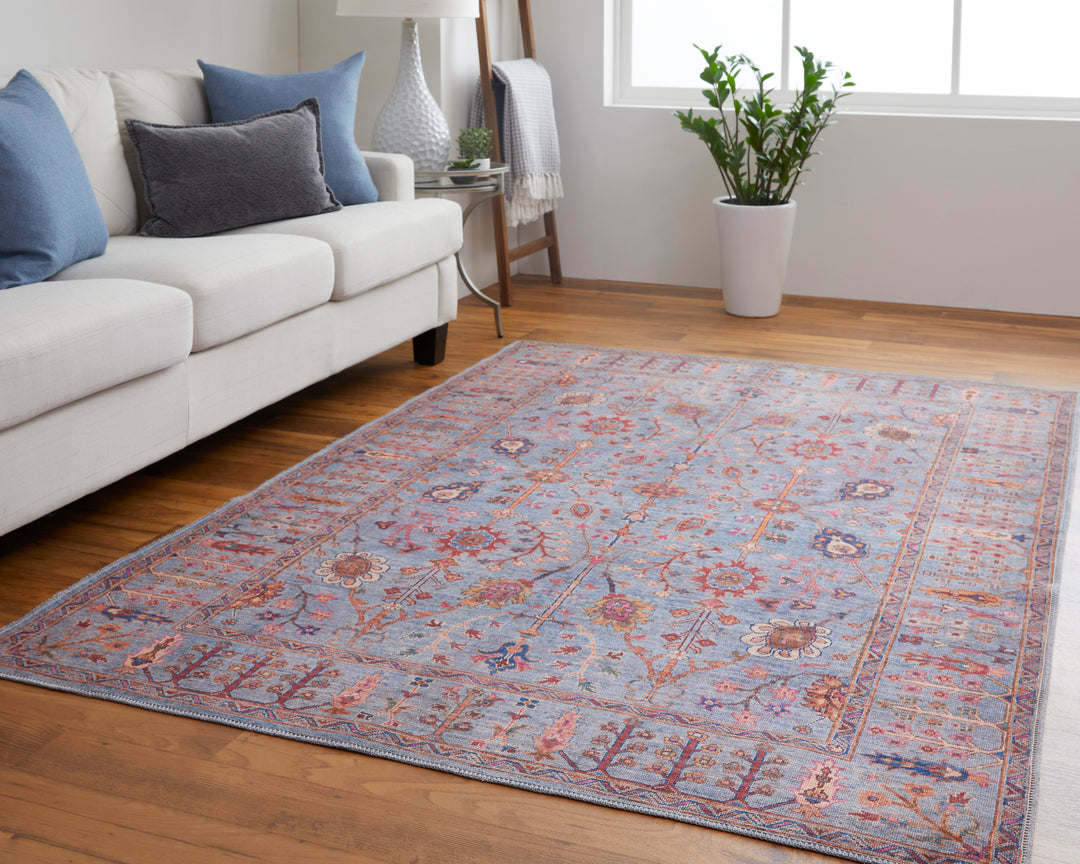Rawlins Transitional Oriental in Gray/Blue/Red Area Rug - Available in 4 Sizes