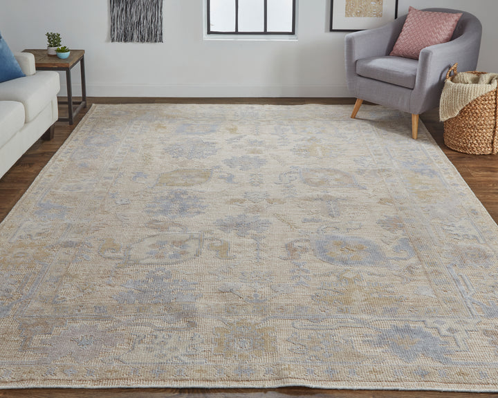 Wendover Transitional Floral & Botanical in Tan/Orange/Blue Area Rug - Available in 5 Sizes