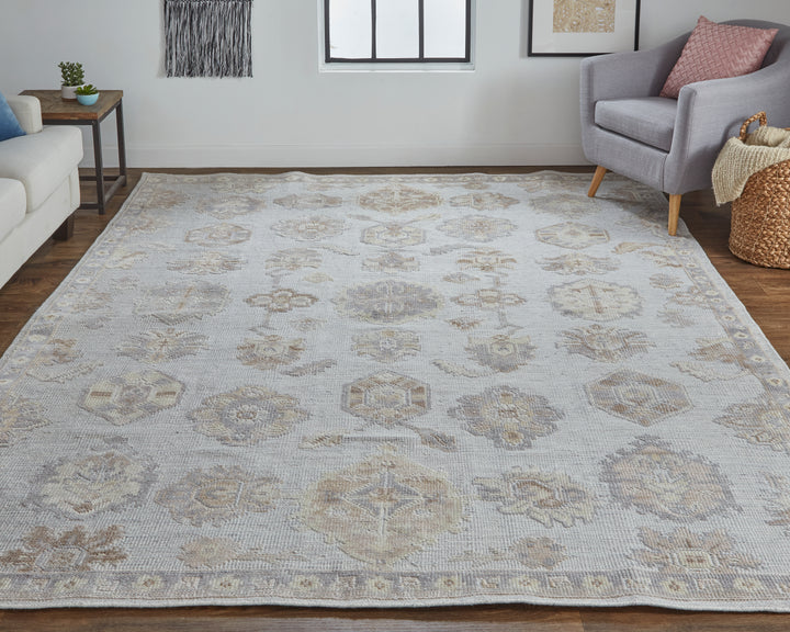 Wendover Transitional Oriental in Ivory/Silver/Tan Area Rug - Available in 5 Sizes