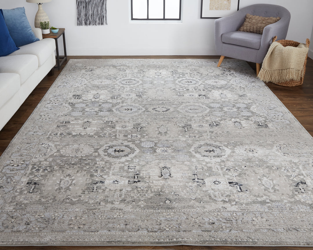 Macklaine Transitional Oriental in Gray/Silver Area Rug - Available in 7 Sizes