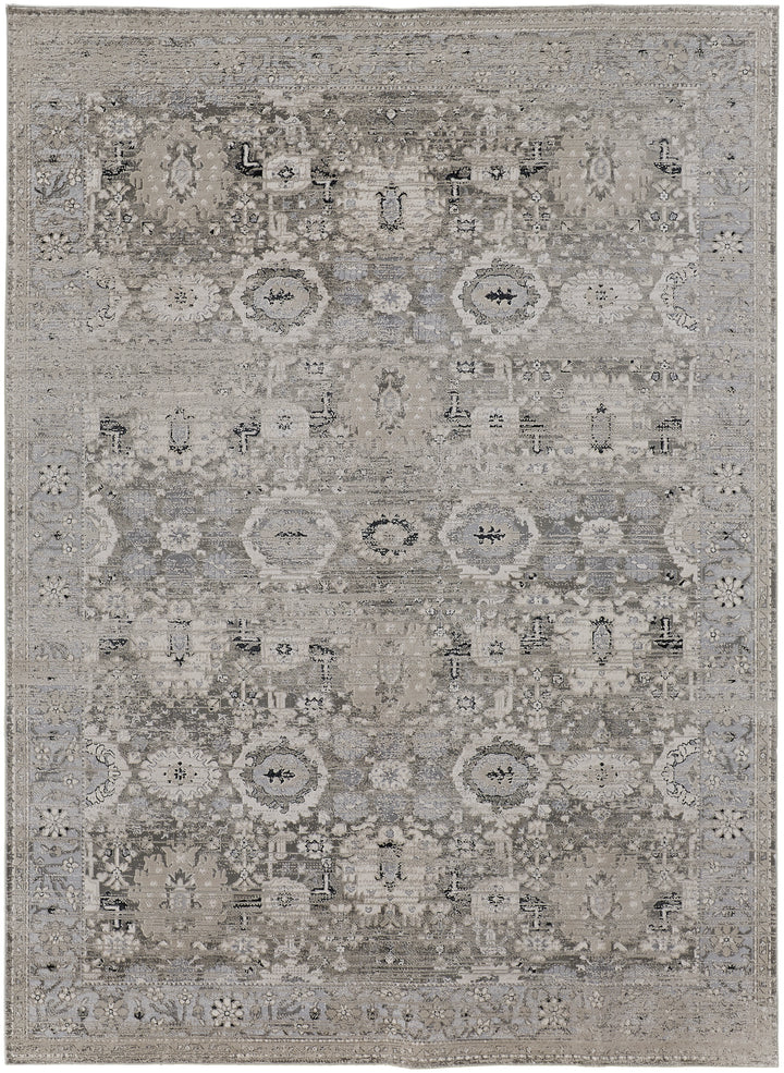 Macklaine Transitional Oriental in Gray/Silver Area Rug - Available in 7 Sizes