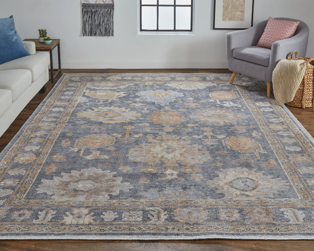 Wendover Transitional Oriental in Gray/Blue/Tan Area Rug - Available in 5 Sizes
