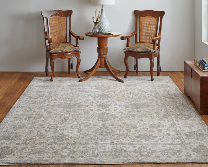 Celene Traditional Bordered in Ivory/Tan/Gray Area Rug - Available in 6 Sizes