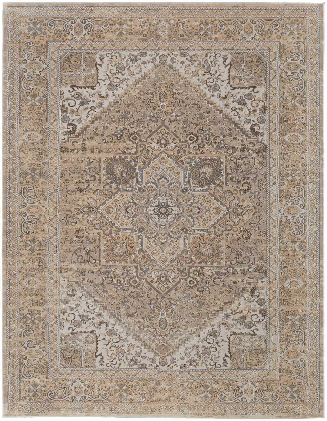 Celene Traditional Medallion in Brown/Ivory/Tan Area Rug - Available in 6 Sizes