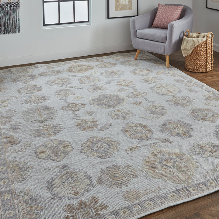 Wendover Transitional Oriental in Ivory/Silver/Tan Area Rug - Available in 5 Sizes