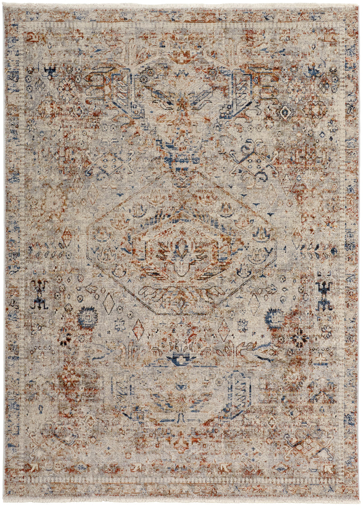 Kaia Transitional Medallion in Tan/Orange/Red Area Rug - Available in 4 Sizes