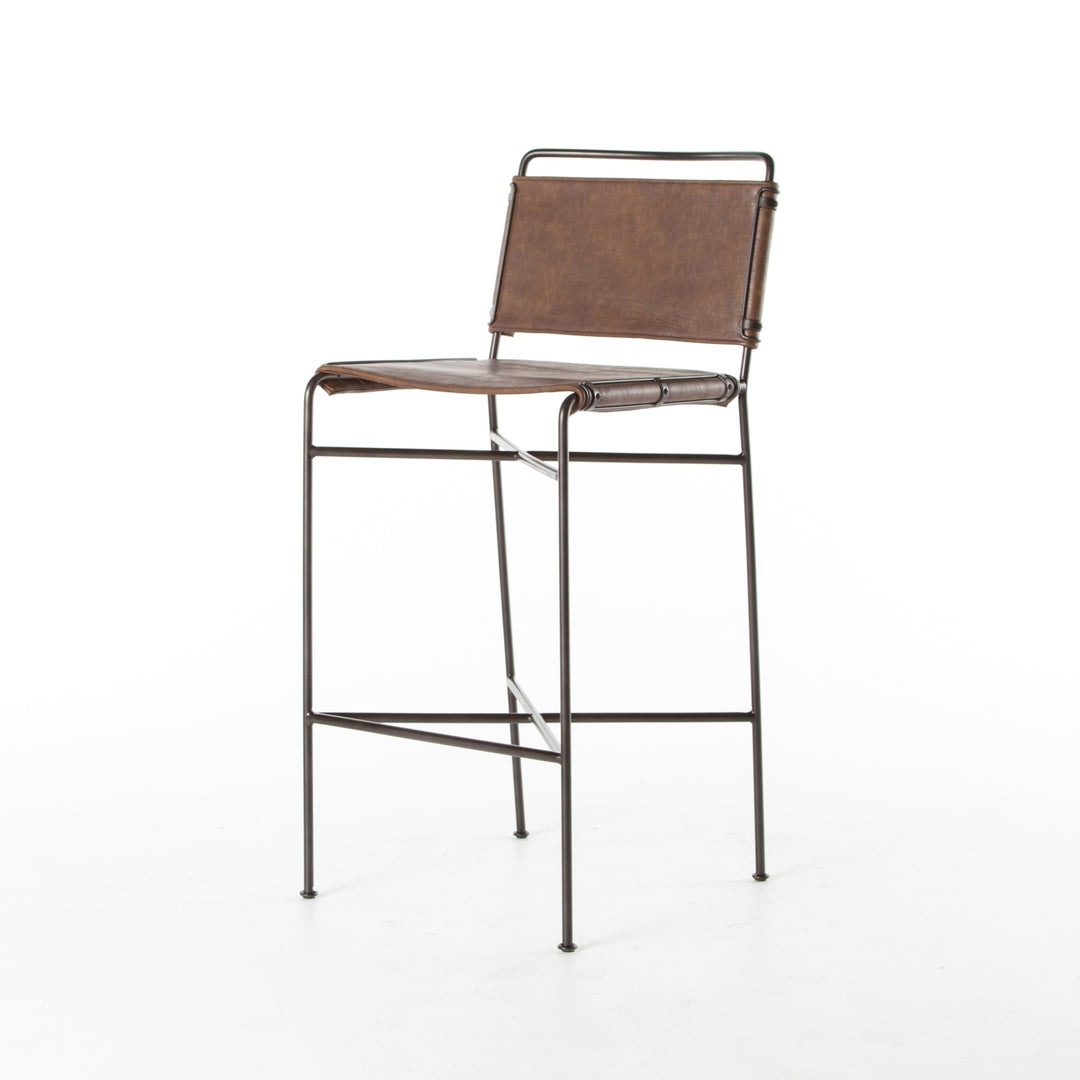 Four Hands Oliver Barstool - Distressed Brown