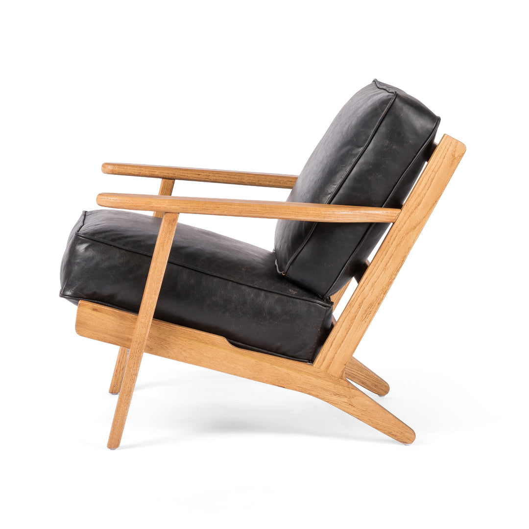 Four Hands Hudson Lounge Chair-Rialto Ebony