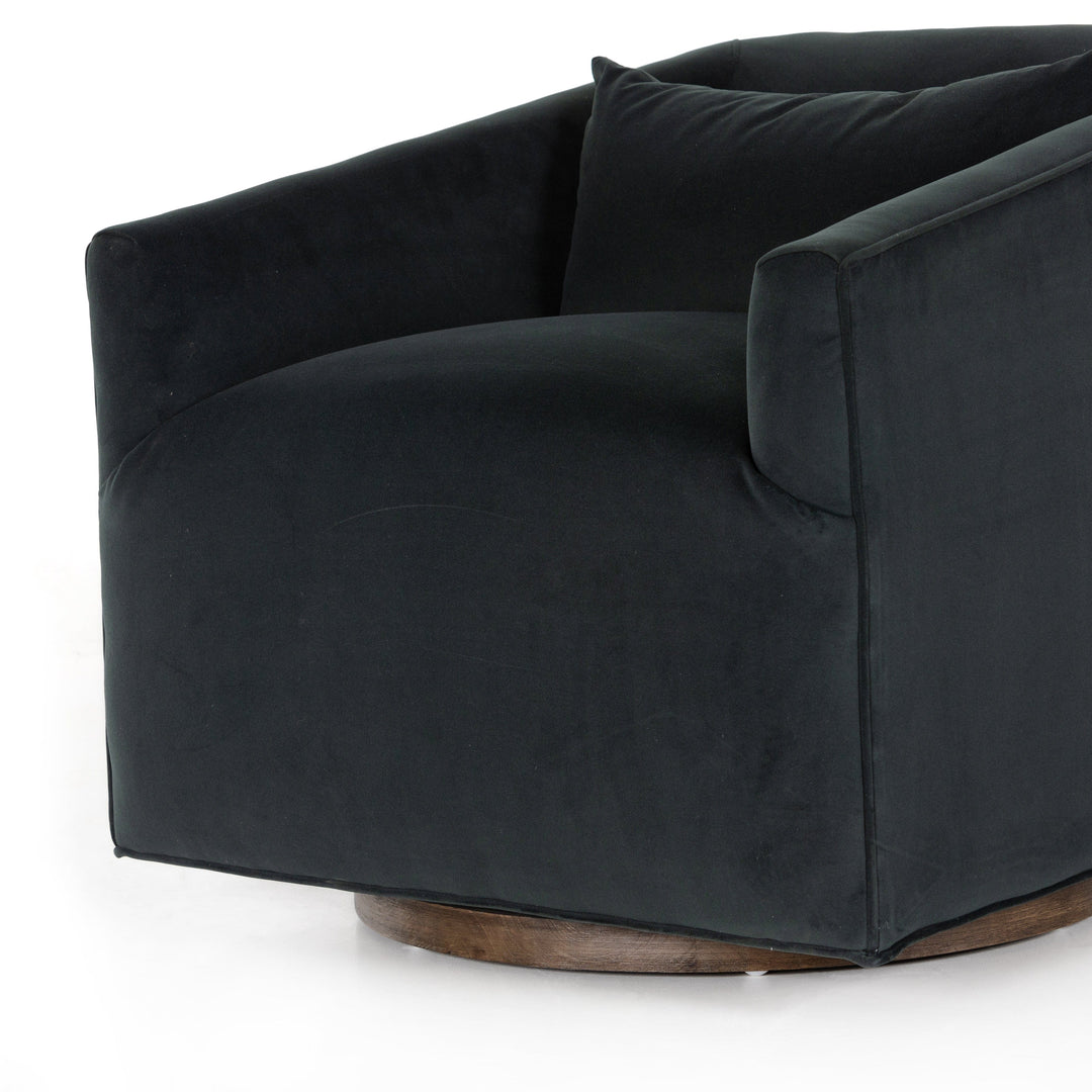 Reynaldo Swivel Chair - Modern Velvet Smoke