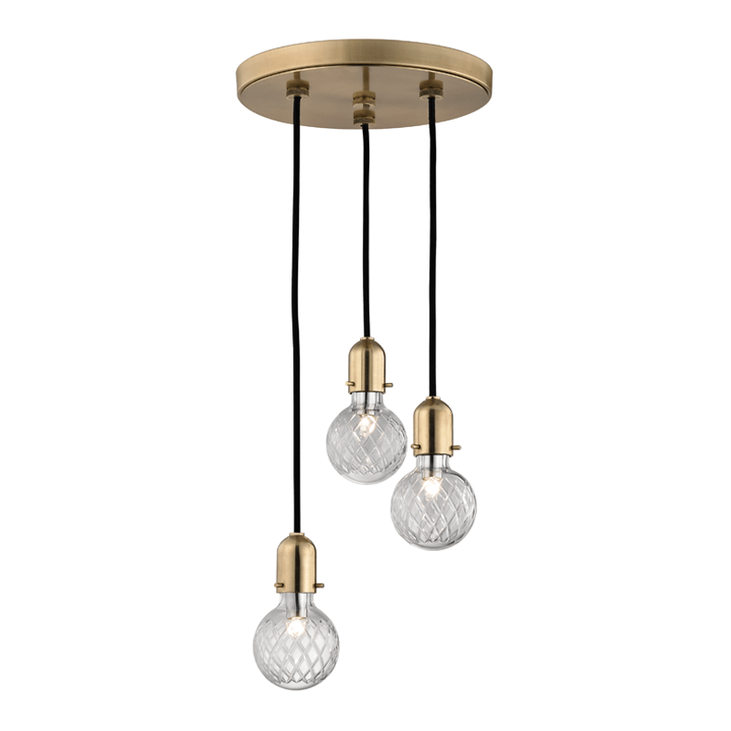 Hudson Valley Lighting Hudson Valley Lighting Marlow 3-Bulb Pendant - Aged Brass & Clear 1103-AGB