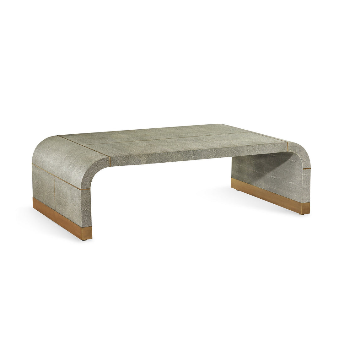 Sutherland Cocktail Table - Grey Shagreen & Brushed Brass