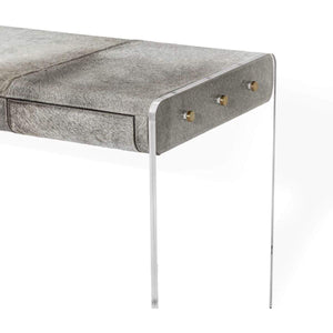 Interlude Home Interlude Home Cora Hide Desk - Natural Grey - Clear - Polished Brass 188130