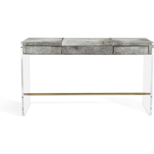 Interlude Home Interlude Home Cora Hide Desk - Natural Grey - Clear - Polished Brass 188130