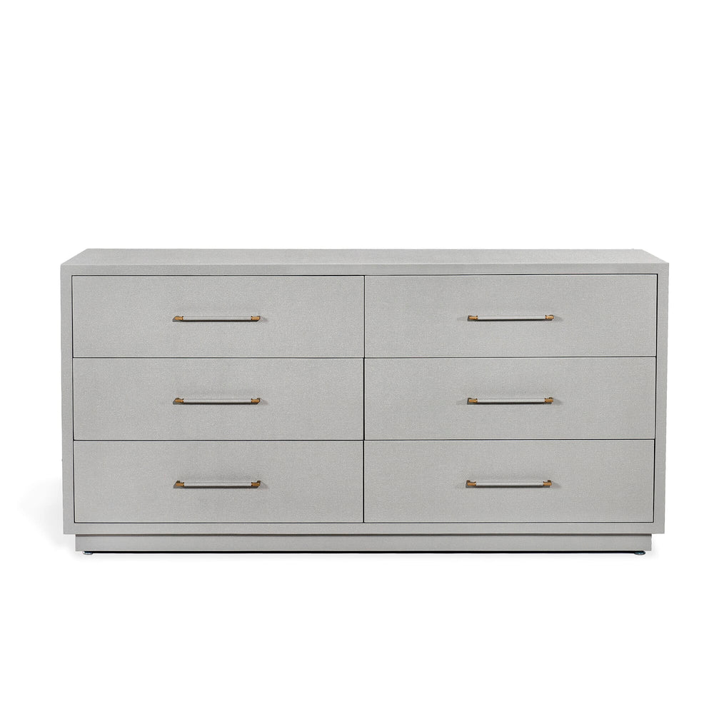 Interlude Home Taylor 6 Drawer Chest - Antique Brass Light Grey