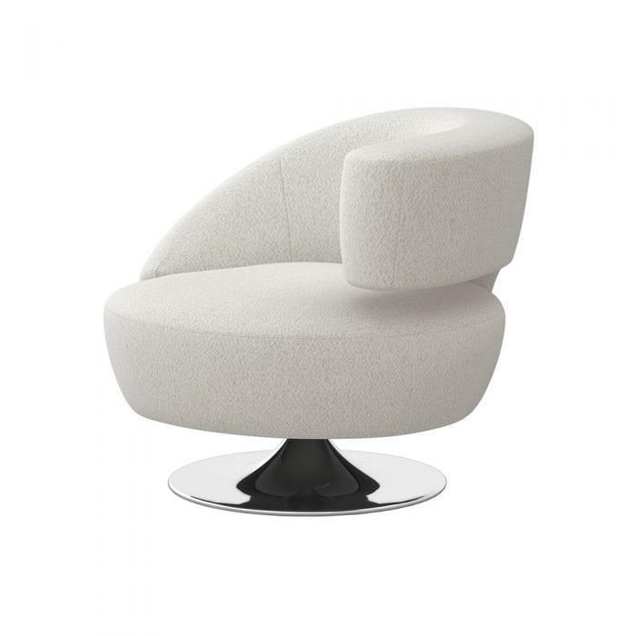 Interlude Home Interlude Home Isabella Swivel Right Chair - Polished Nickel & Cream 198022-7