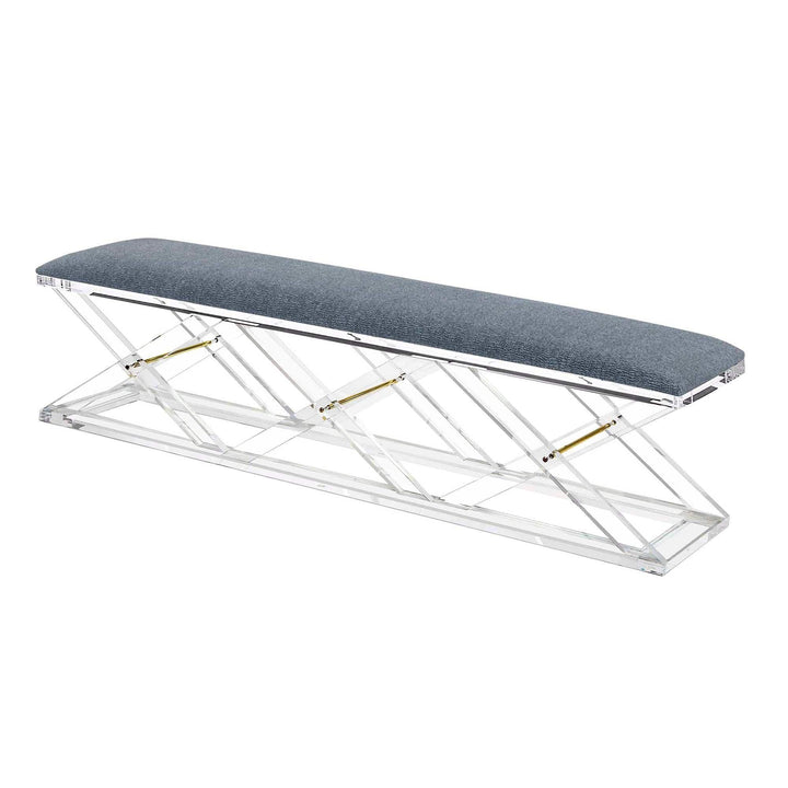 Interlude Home Interlude Home Asher King Bench - Clear Frame - Available in 9 Colors Azure 198510-58