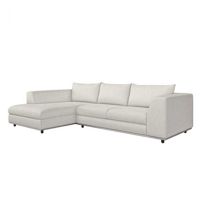 Interlude Home Interlude Home Comodo Right Chaise Sectional - Available in 5 Colors Polished Nickel & Cream 199019-7