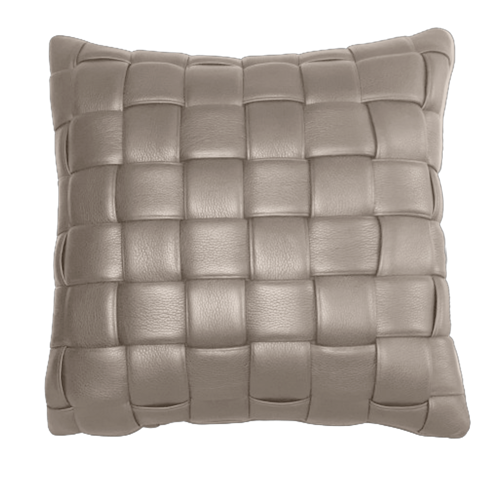 Koff Koff Square Woven Leather Accent Pillow (Available in 6 Colors) Taupe KOFF-SQUARE-TAUPE