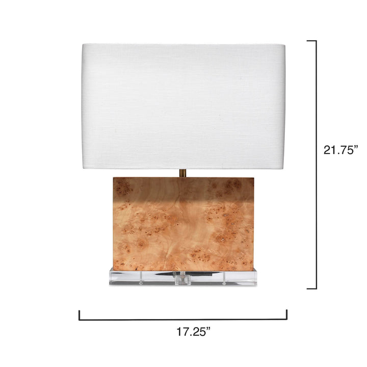 Jamie Young Parallel Table Lamp - Natural Burl Wood White Linen