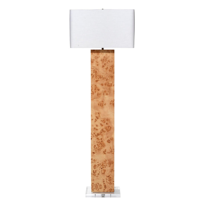 Jamie Young Parallel Floor Lamp - Natural Burl Wood White Linen