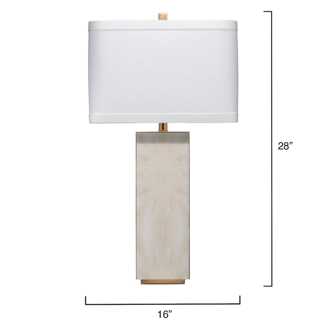 Jamie Young Reflection Table Lamp - Horn Lacquer With Gold Leaf Accents White Linen