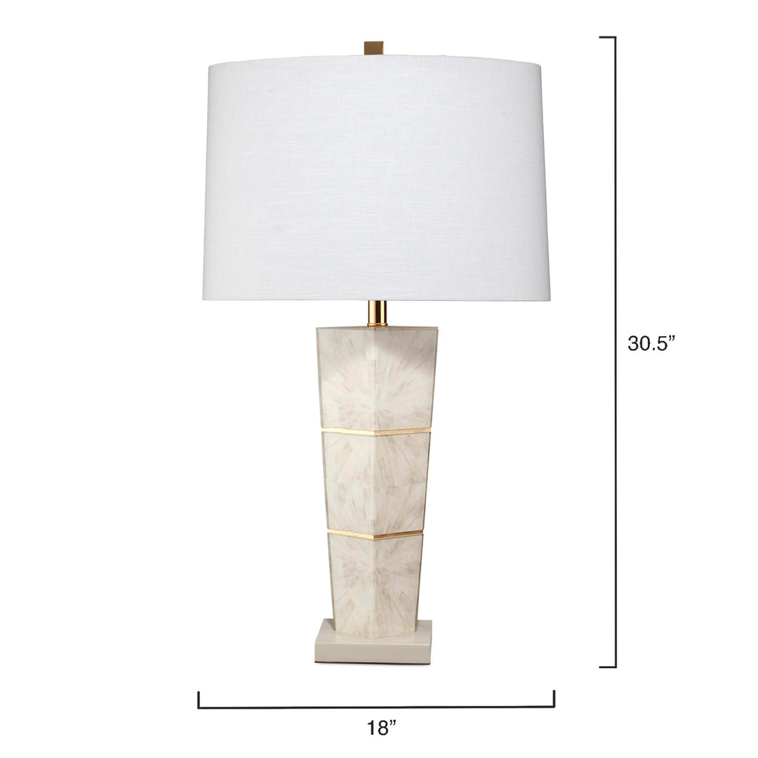 Jamie Young Spectacle Table Lamp - Horn Lacquer With Gold Leaf Accents White Linen