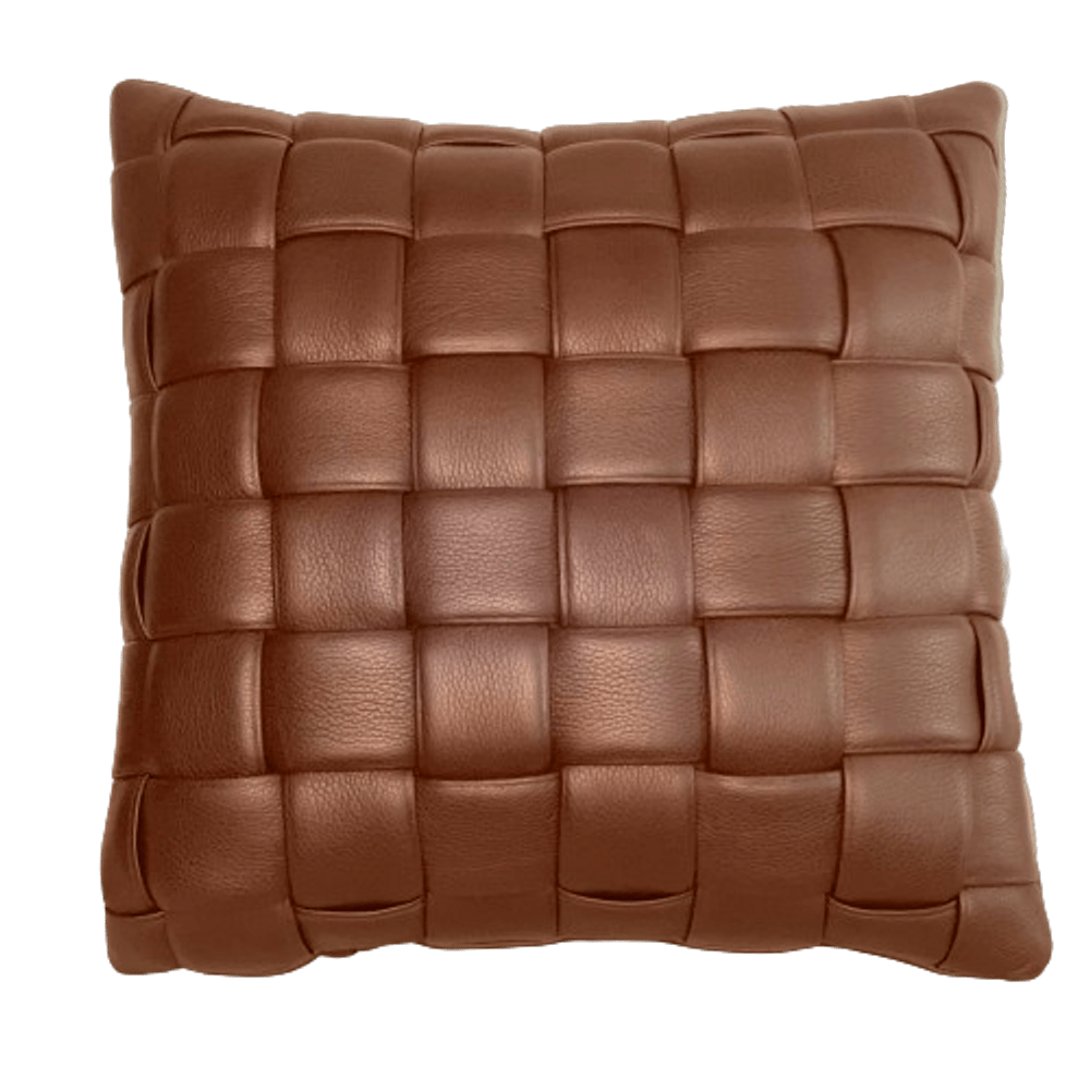 Koff Koff Square Woven Leather Accent Pillow (Available in 6 Colors) Cinnamon KOFF-SQUARE-CINNAMON
