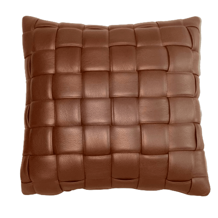Koff Koff Square Woven Leather Accent Pillow (Available in 6 Colors) Cinnamon KOFF-SQUARE-CINNAMON
